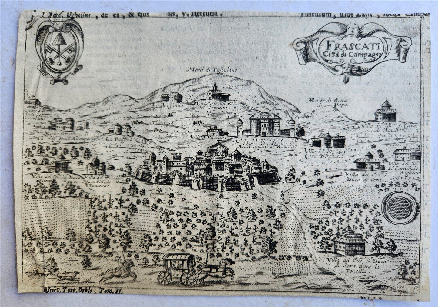 18th CENTURY SMALL MAP OF FRASCTI ITALY antique FRASCATI CITTA di CAMPAGNY
