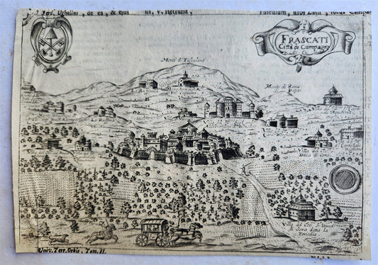18th CENTURY SMALL MAP OF FRASCTI ITALY antique FRASCATI CITTA di CAMPAGNY