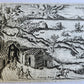 18th CENTURY SMALL VIEW OF NAPOLI & POMPEII ITALY w/ MOUNT VESUVIUS antique