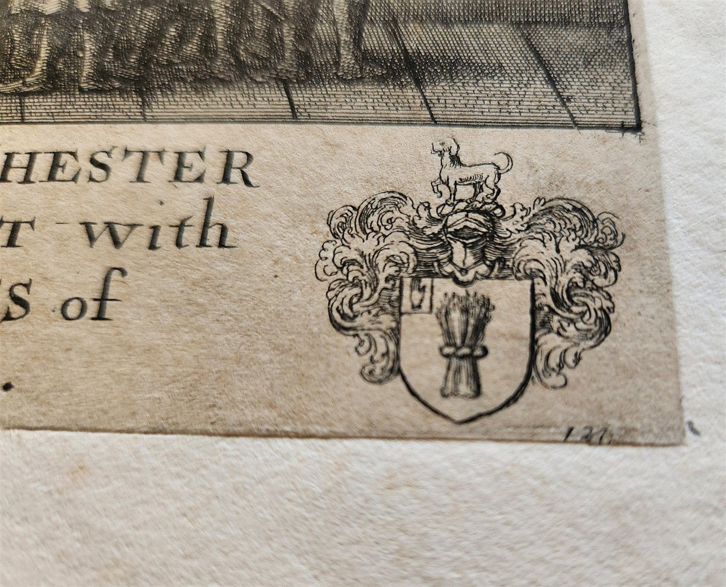 17th CENTURY ENGRAVING HUGH LUPUS'S COURT OF COUNTY-PALATINE of CHESTER antique