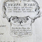 1720 Cheape Ward With its Division into Parishes ANTIQUE engraving LONDON MAP