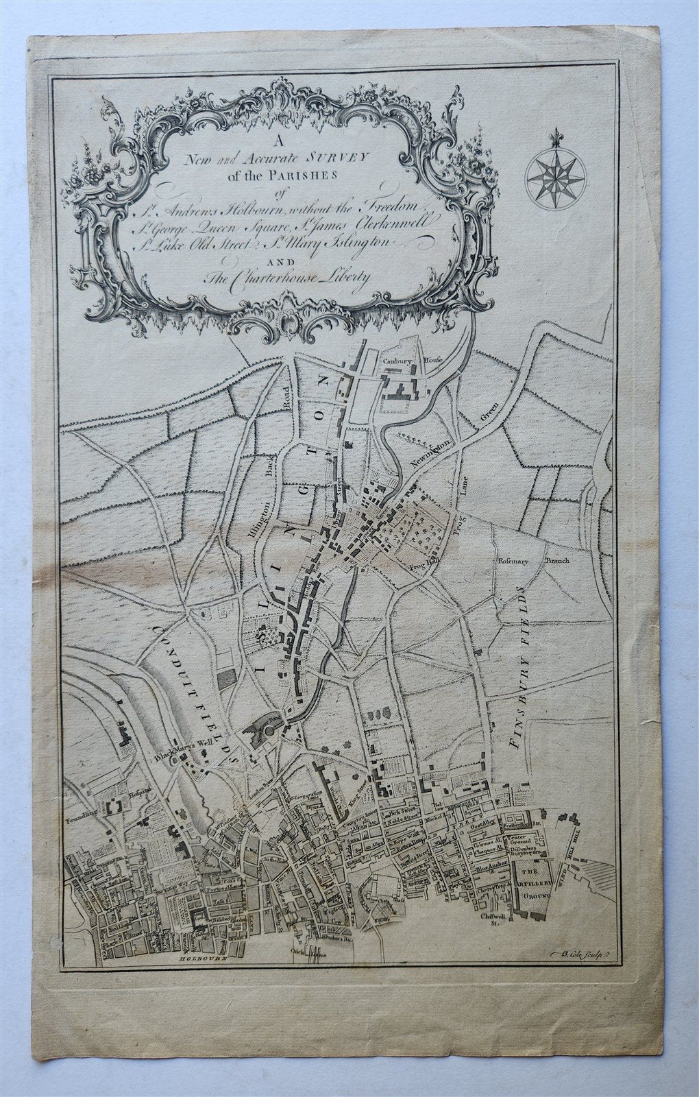 1772 NEW AND ACCURATE SURVEY OF THE PARISHES ANTIQUE engraving LONDON MAP