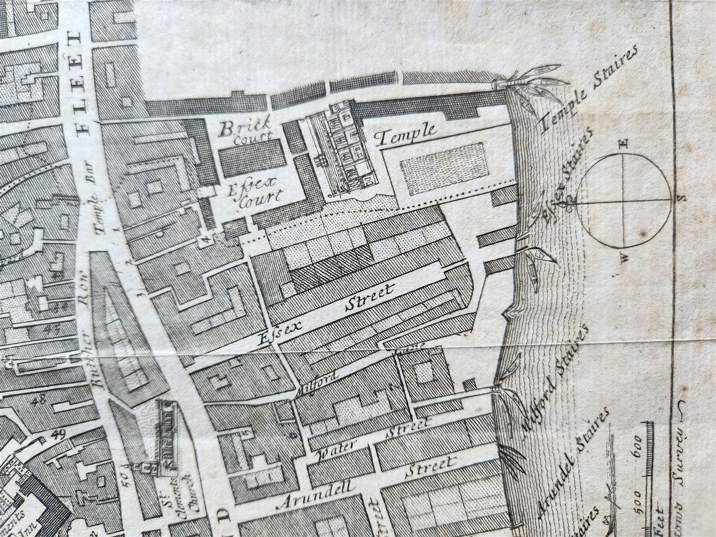 1720s MAP of LONDON antique MAPP OF PARISHES of ST.CLEMENTS DANES ST.MARY SAVOY