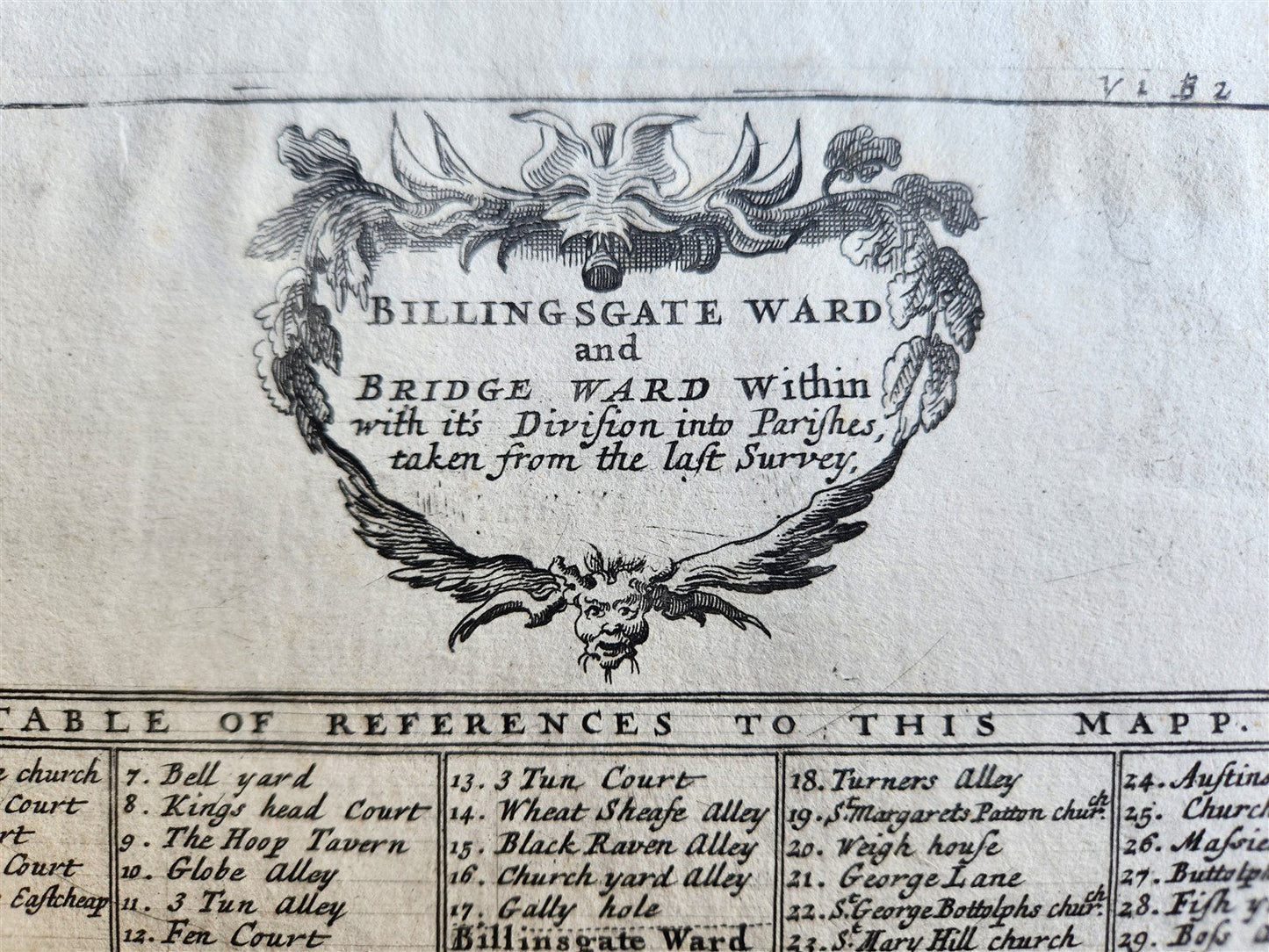 1754 MAP of LONDON antique BILLINGSGATE WARD and BRIDGE WARD