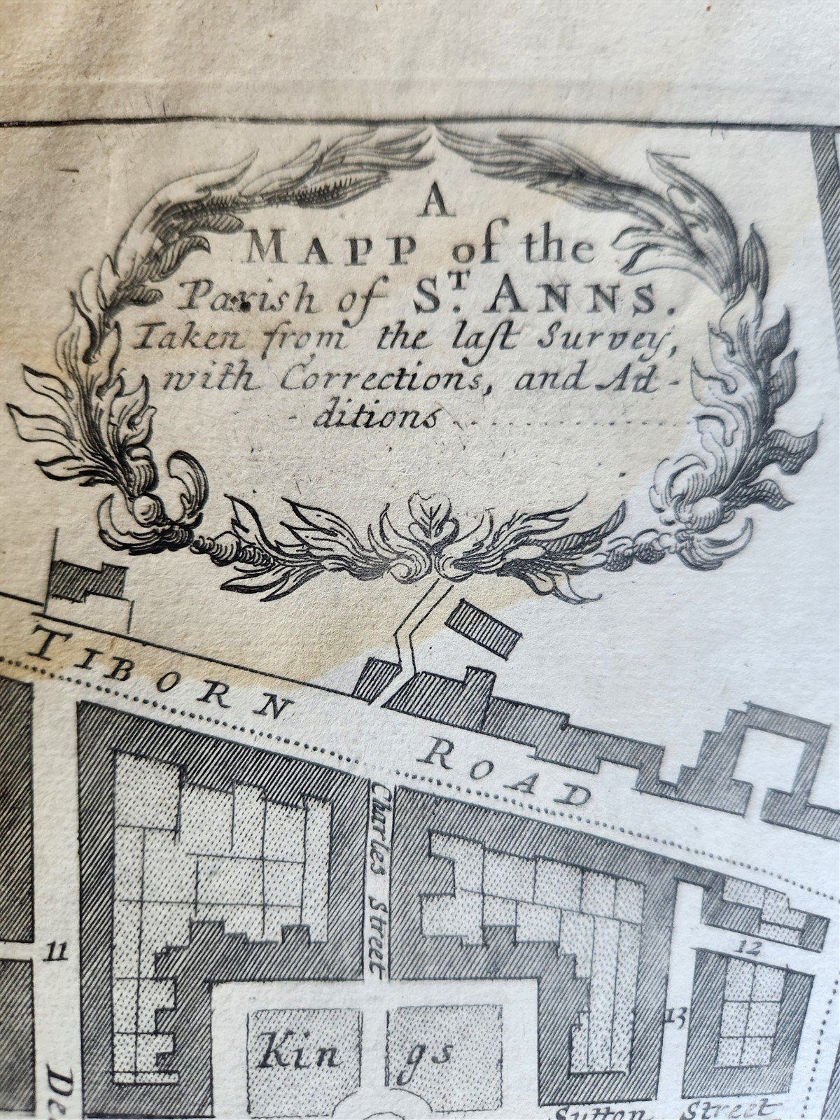 1754 MAP of LONDON antique A MAPP OF THE PARISH OF ST. ANNS