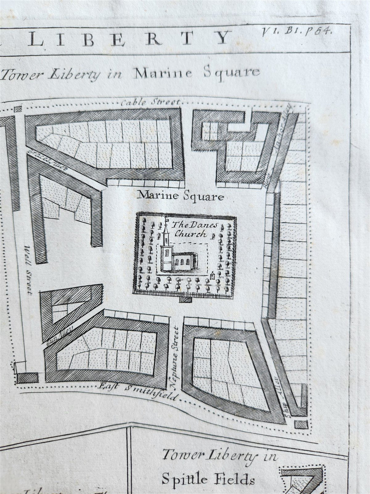 1750s MAP of LONDON antique A MAP of the TOWER LIBERTY