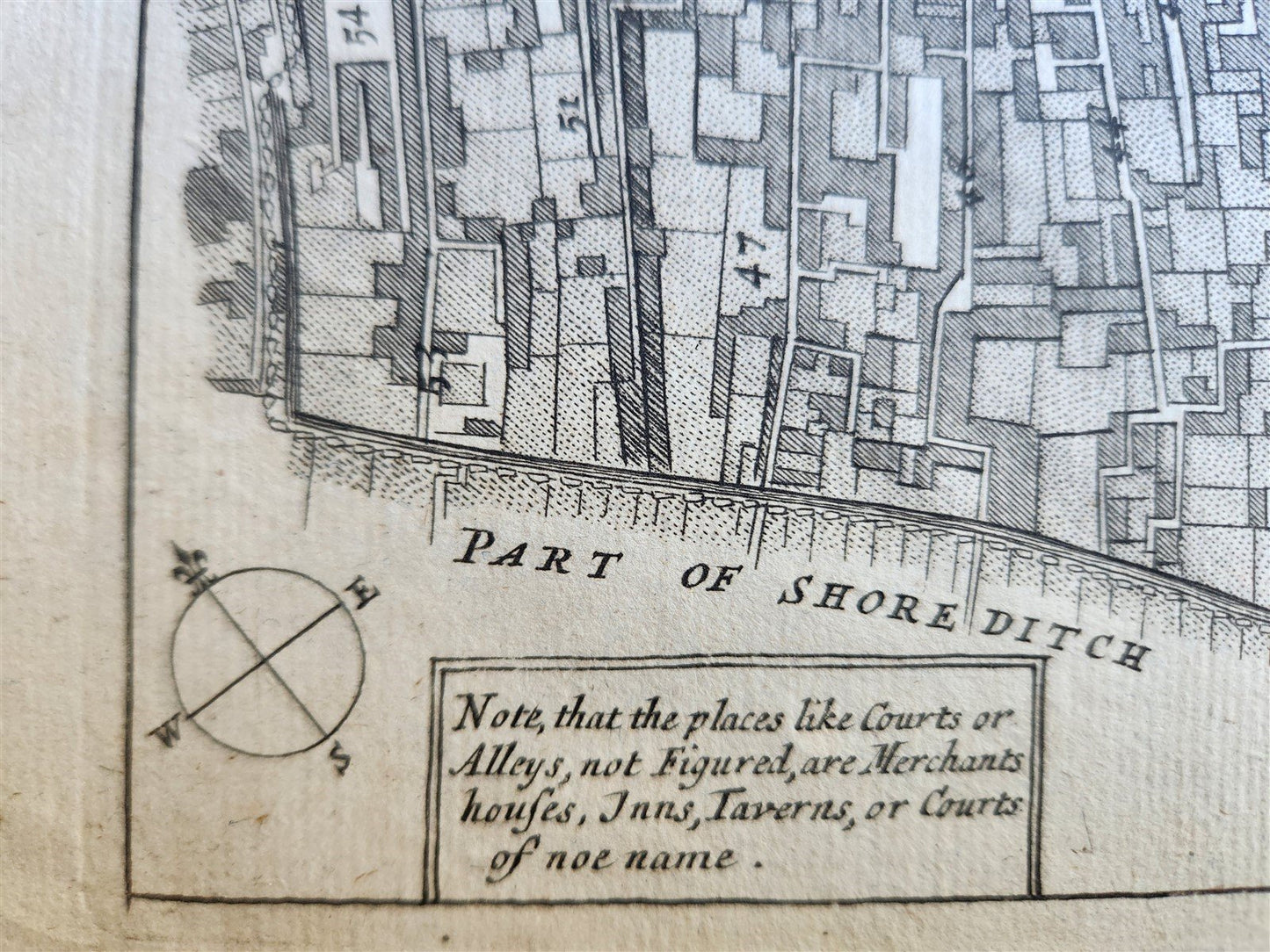 1754 MAP of LONDON antique BISHOPGATE STREET WARD