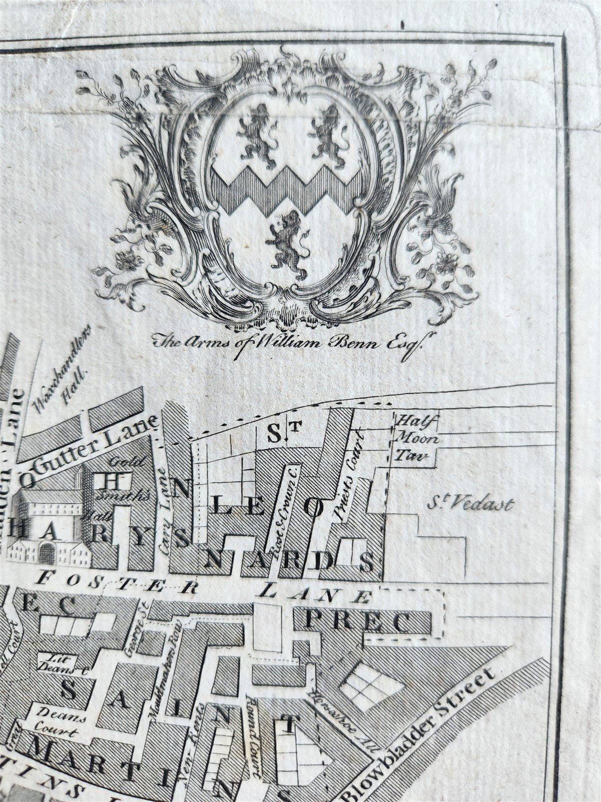 1754 MAP of LONDON antique ALDERSGATE WARD