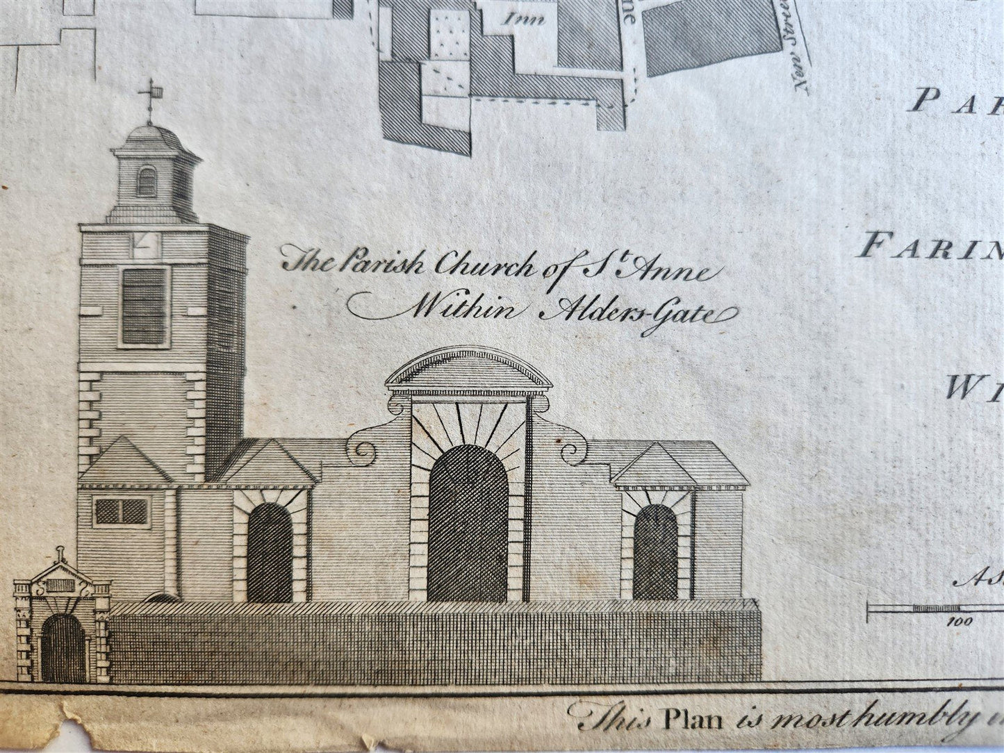 1754 MAP of LONDON antique ALDERSGATE WARD