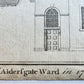 1754 MAP of LONDON antique ALDERSGATE WARD