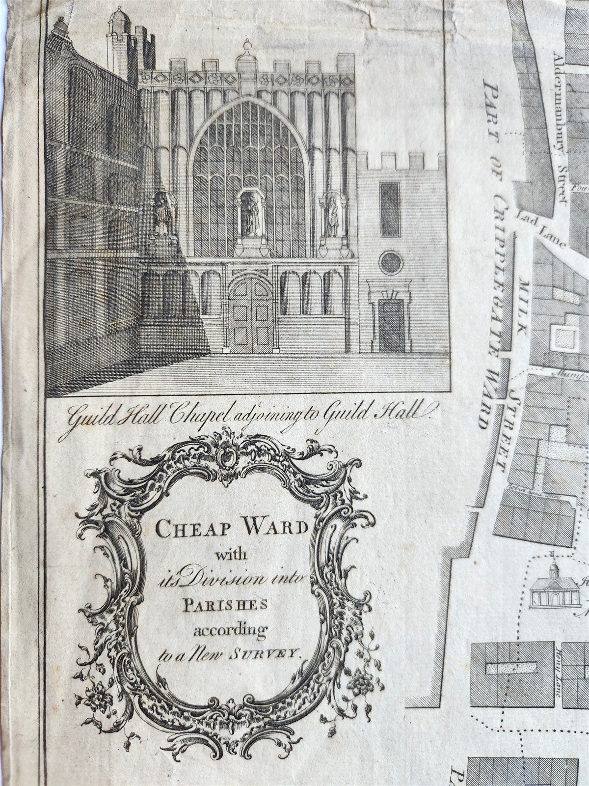 1755 MAP of LONDON antique CHEAP WARD