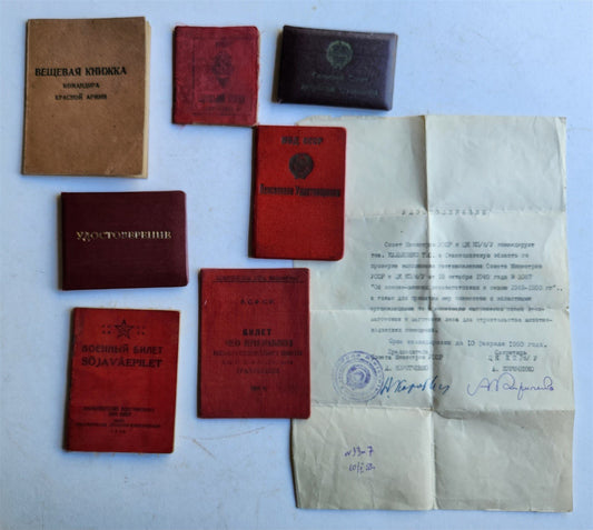 1930s-1970s LOT of 8 RUSSIAN DOCUMENTS ID CARDS Soviet VINTAGE