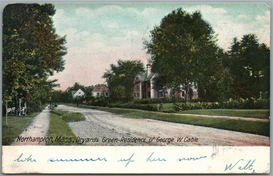 NORTHAMPTON MA DRYARDS GREEN RESIDENCE OF GEORGE CABLE ANTIQUE POSTCARD