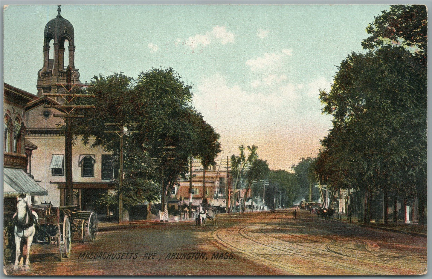 ARLINGTON MA MASSACHUSETTS AVENUE ANTIQUE POSTCARD