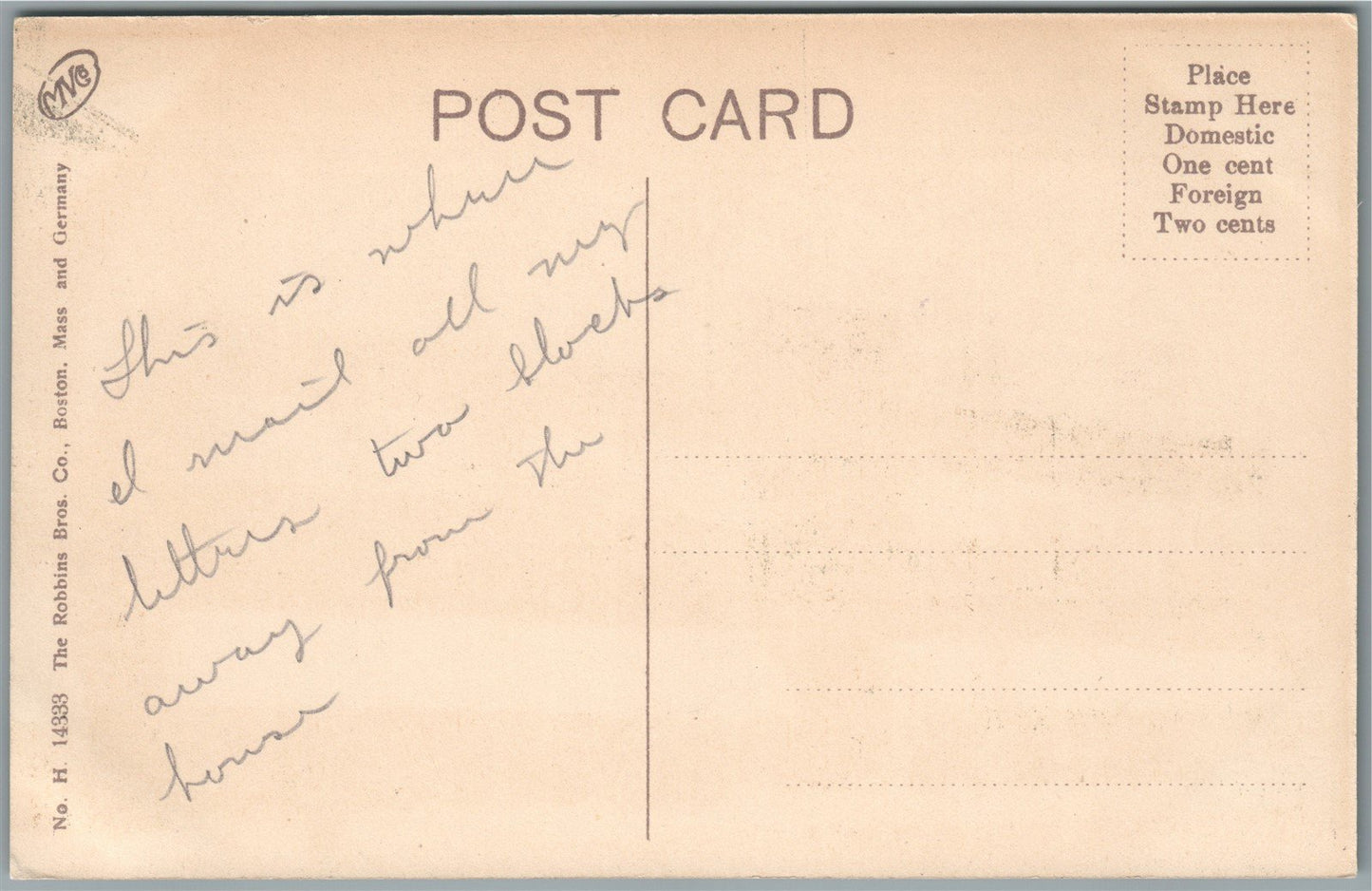 ARLINGTON MA POST OFFICE BLOCK ANTIQUE POSTCARD