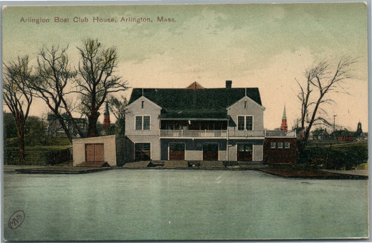 ARLINGTON MA BOAT CLUB HOUSE ANTIQUE POSTCARD