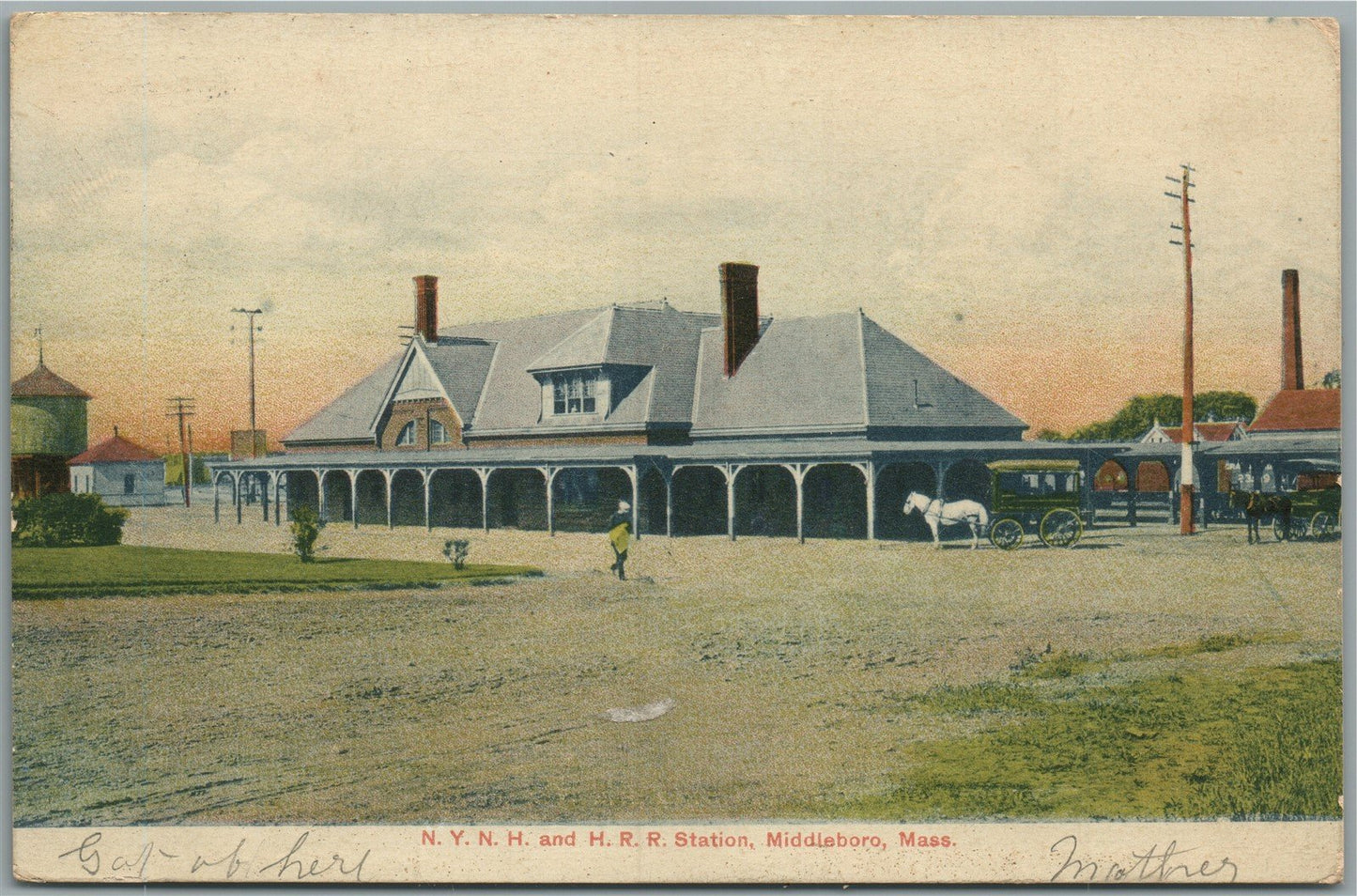 MIDDLEBORO MA RAILROAD STATION RAILWAY DEPOT ANTIQUE POSTCARD