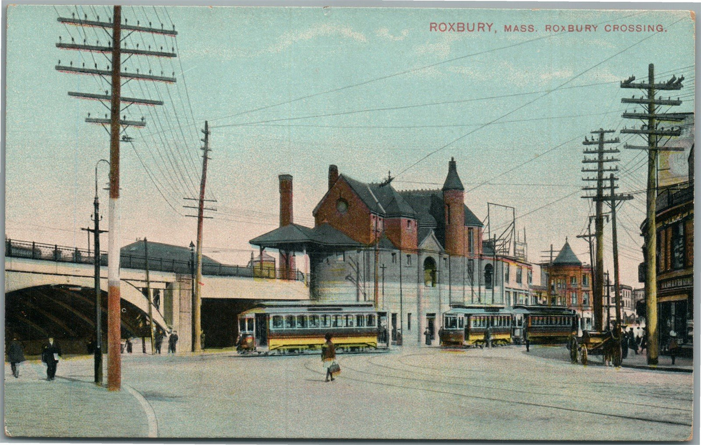 ROXBURY MA ROXBURY CROSSING ANTIQUE POSTCARD