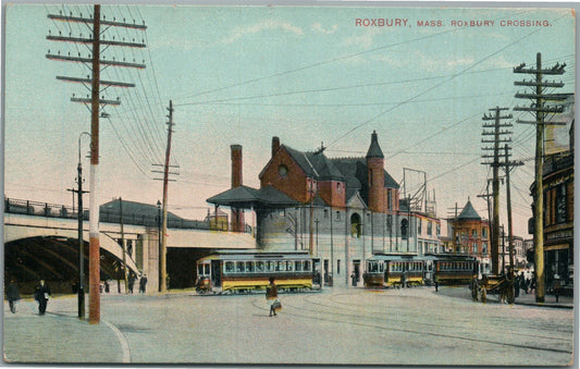 ROXBURY MA ROXBURY CROSSING ANTIQUE POSTCARD