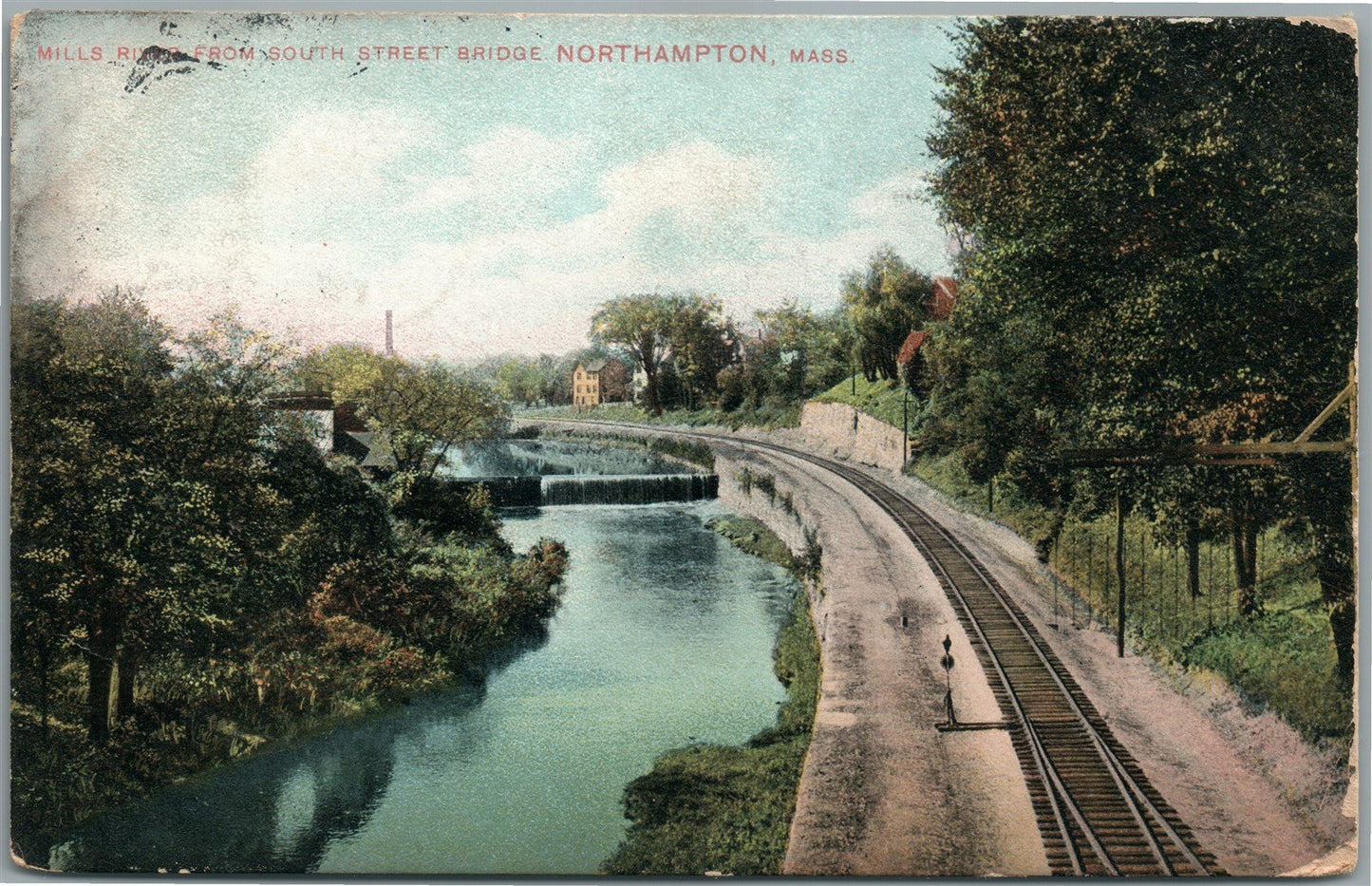NORTHAMPTON MA MILLS RIVER ANTIQUE POSTCARD