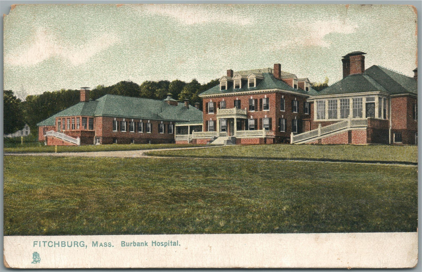 FITCHBURG MA BURBANK HOSPITAL ANTIQUE POSTCARD
