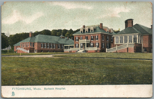 FITCHBURG MA BURBANK HOSPITAL ANTIQUE POSTCARD