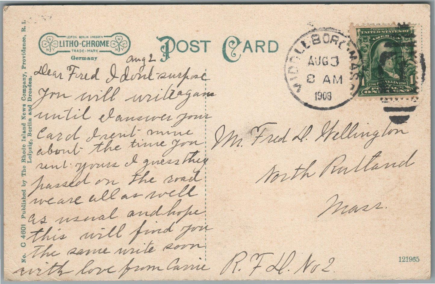 MIDDLEBORO MA CENTRE STREET ANTIQUE POSTCARD