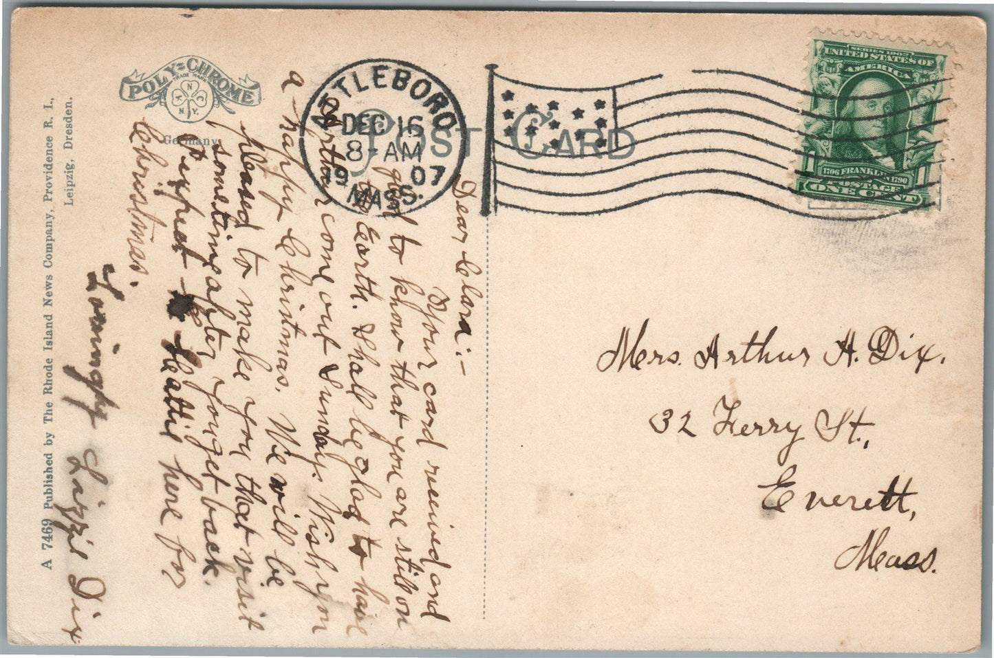 TAUNTON MA BRITTANIAVILLE FOUR CORNERS ANTIQUE POSTCARD