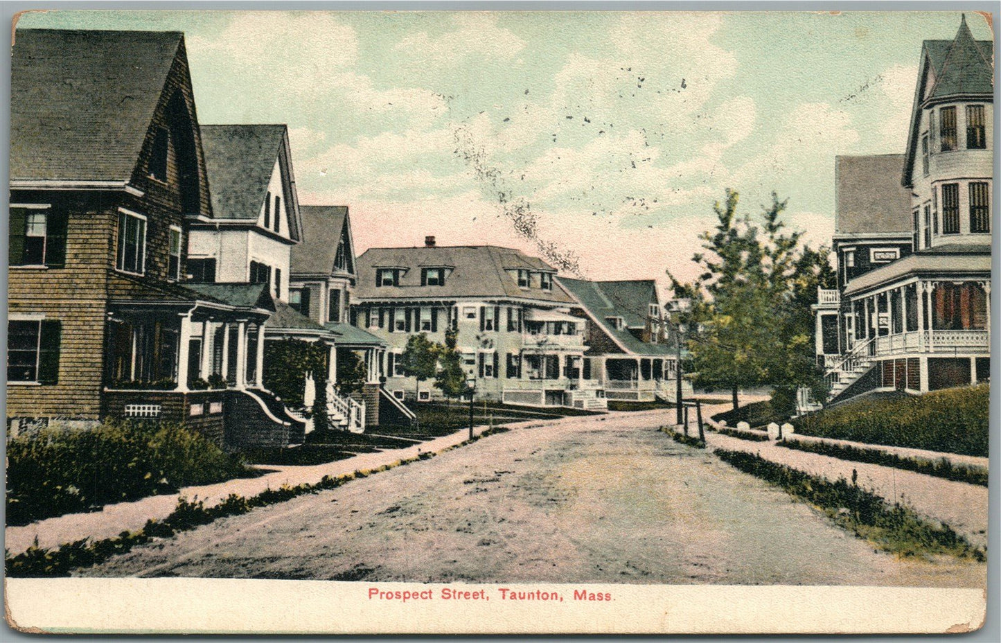 TAUNTON MA PROSPECT STREET ANTIQUE POSTCARD
