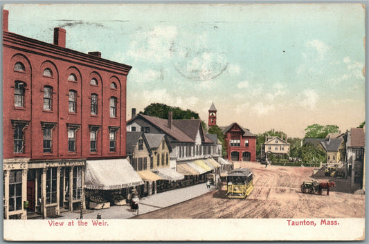 TAUNTON MA VIEW AT THE WEIR ANTIQUE POSTCARD