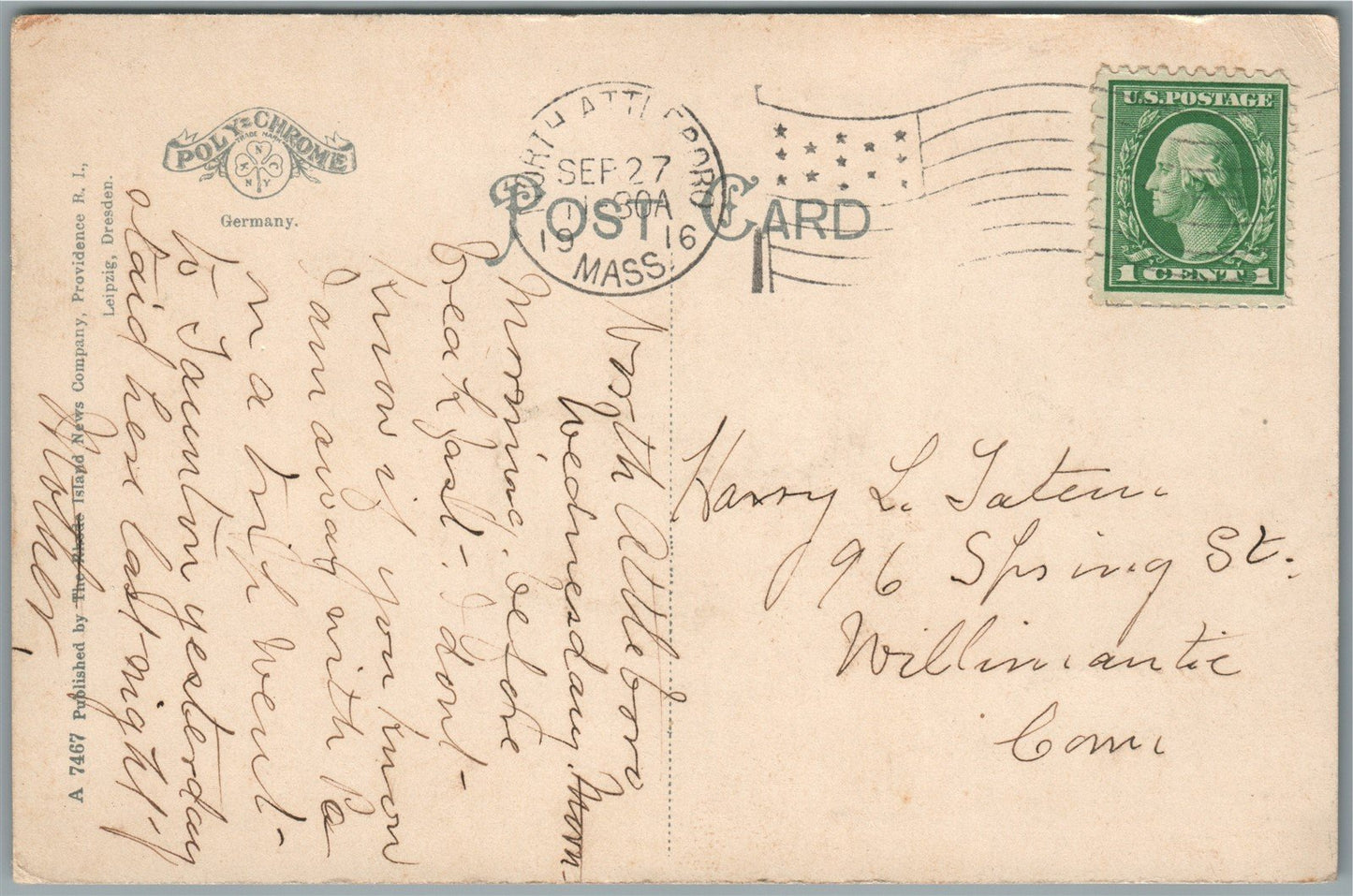 TAUNTON MA VIEW AT THE WEIR ANTIQUE POSTCARD