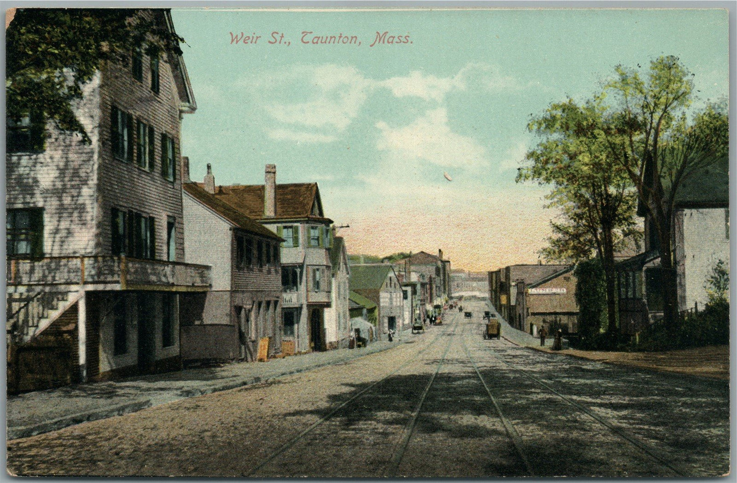 TAUNTON MA WEIR STREET ANTIQUE POSTCARD