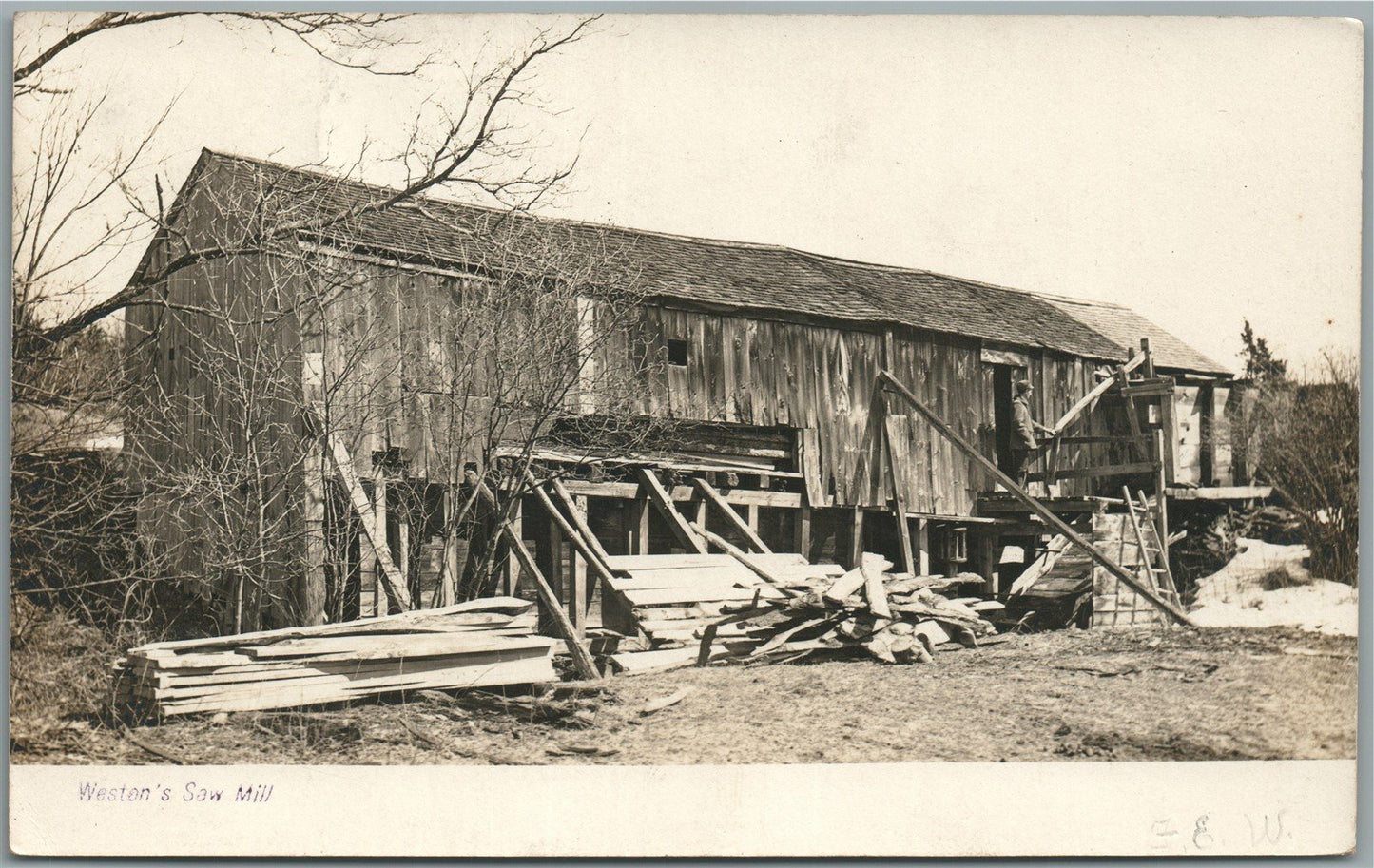 WESTON CT SAW MILL ANTIQUE REAL PHOTO POSTCARD RPPC