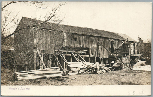 WESTON CT SAW MILL ANTIQUE REAL PHOTO POSTCARD RPPC