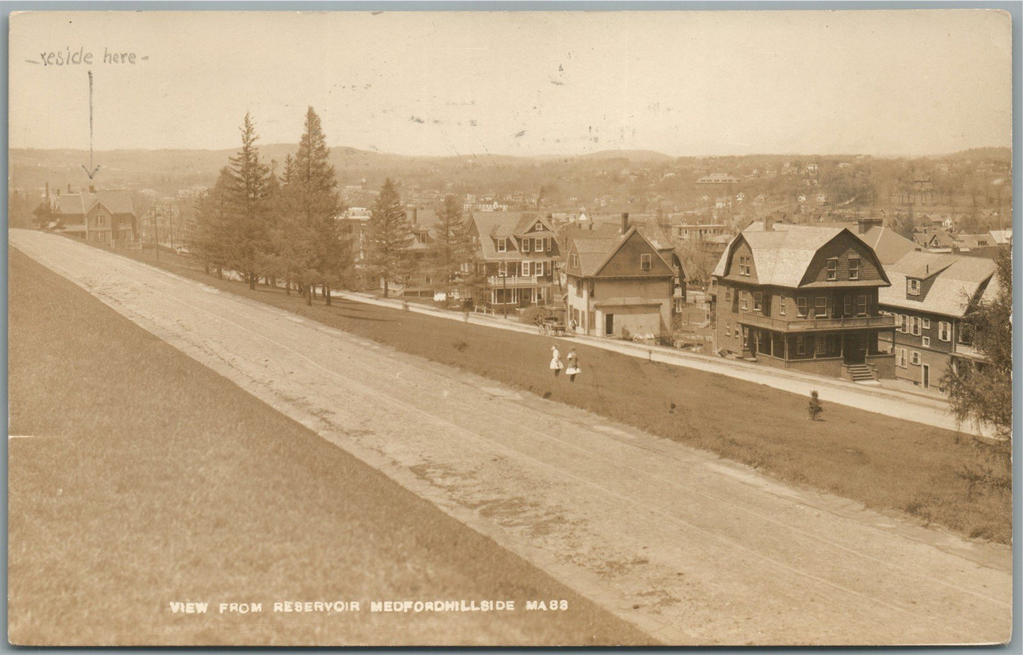 MEDFORD HILLSIDE MA RESERVOIR ANTIQUE REAL PHOTO POSTCARD RPPC