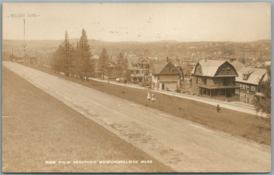 MEDFORD HILLSIDE MA RESERVOIR ANTIQUE REAL PHOTO POSTCARD RPPC