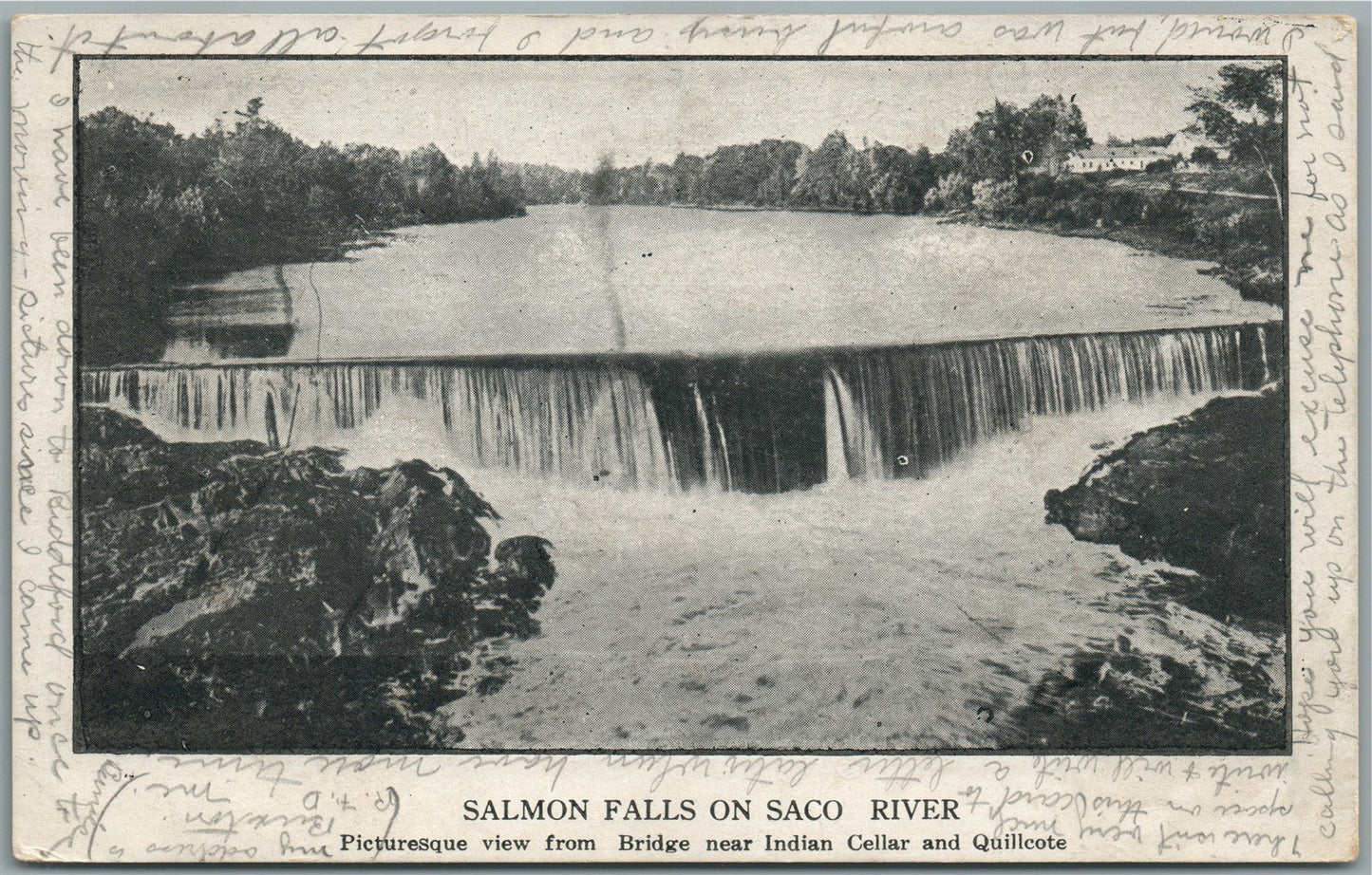SALMON FALLS ON SACO RIVER ME ANTIQUE POSTCARD