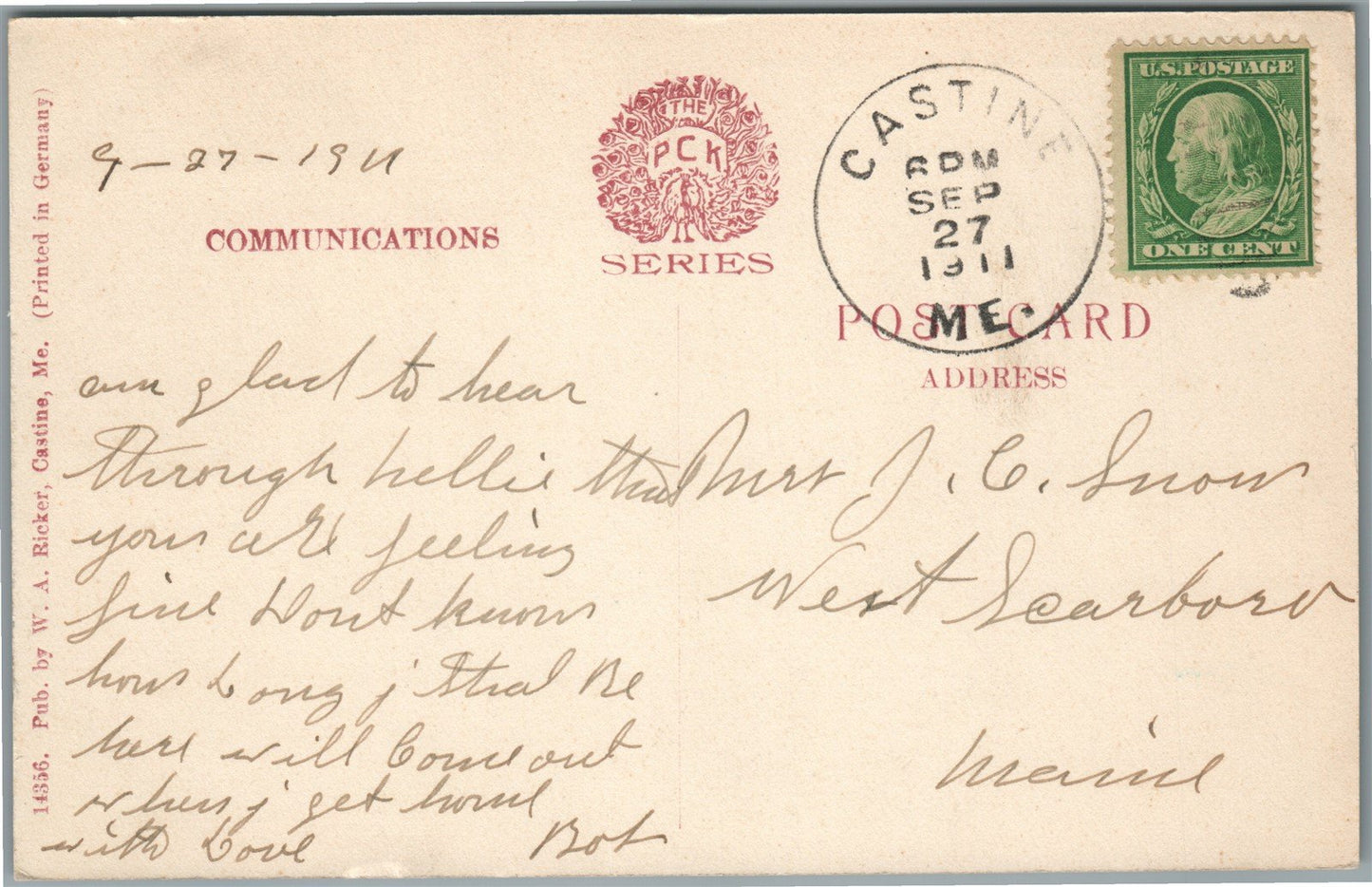 CASTINE ME SARDINE BOATS ANTIQUE POSTCARD