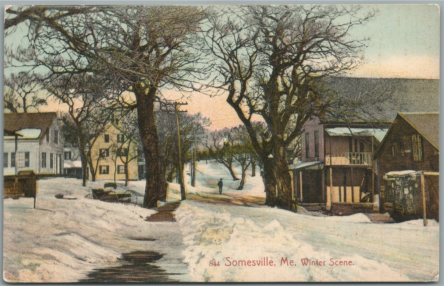 SOMESVILLE ME WINTER SCENE ANTIQUE POSTCARD