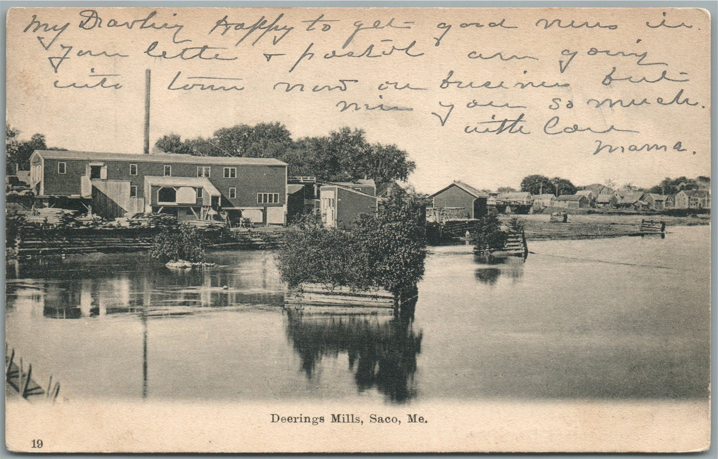 SACO ME DEERINGS MILLS ANTIQUE POSTCARD