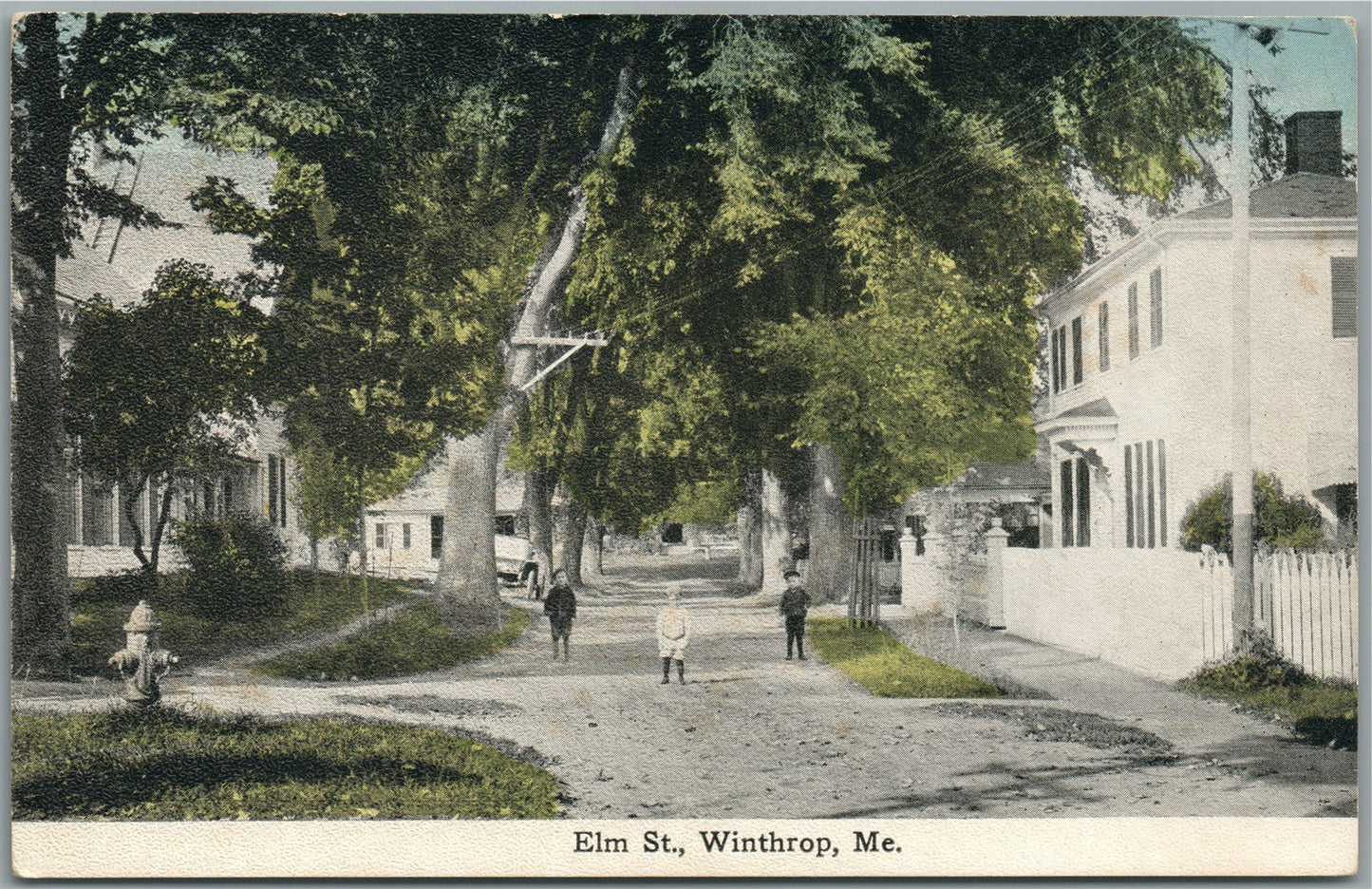 WINTHROP ME ELM STREET ANTIQUE POSTCARD