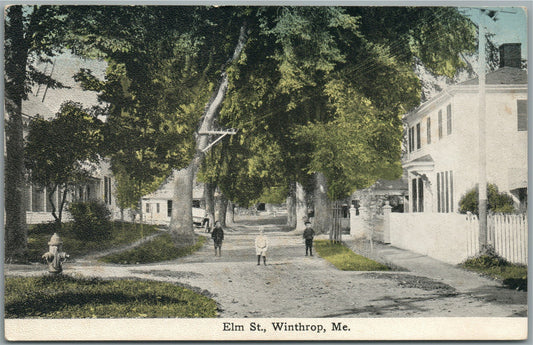 WINTHROP ME ELM STREET ANTIQUE POSTCARD