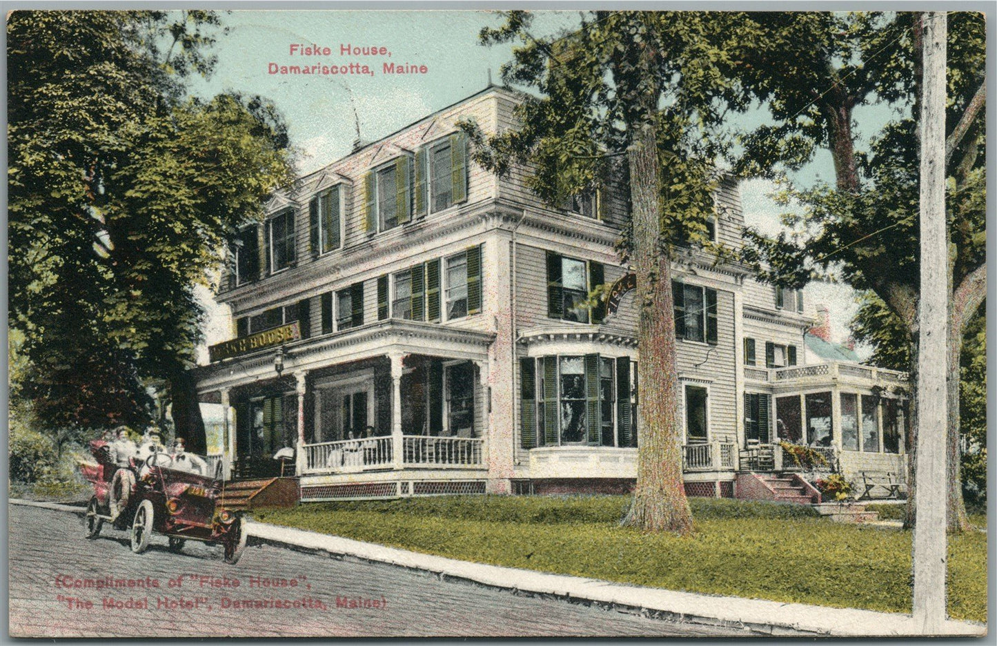 DAMARISCOTTA ME FISKE HOUSE ANTIQUE POSTCARD