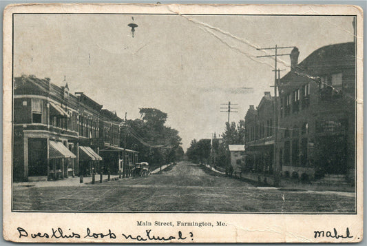 FARMINGTON ME MAIN STREET ANTIQUE POSTCARD