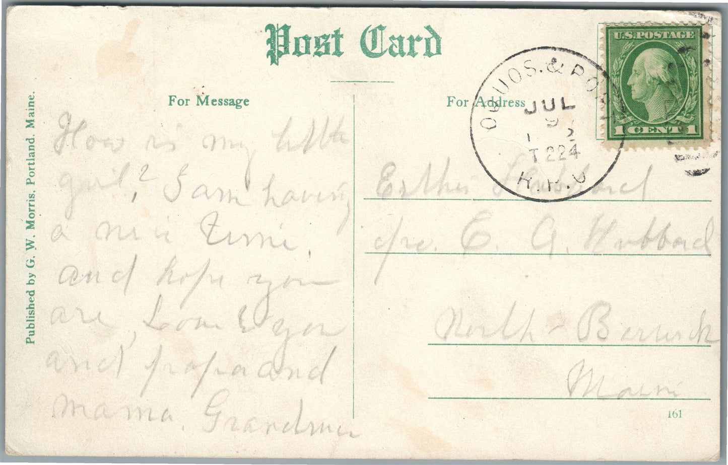BEMIS ME CAPT. BARKER'S CAMPS ANTIQUE POSTCARD