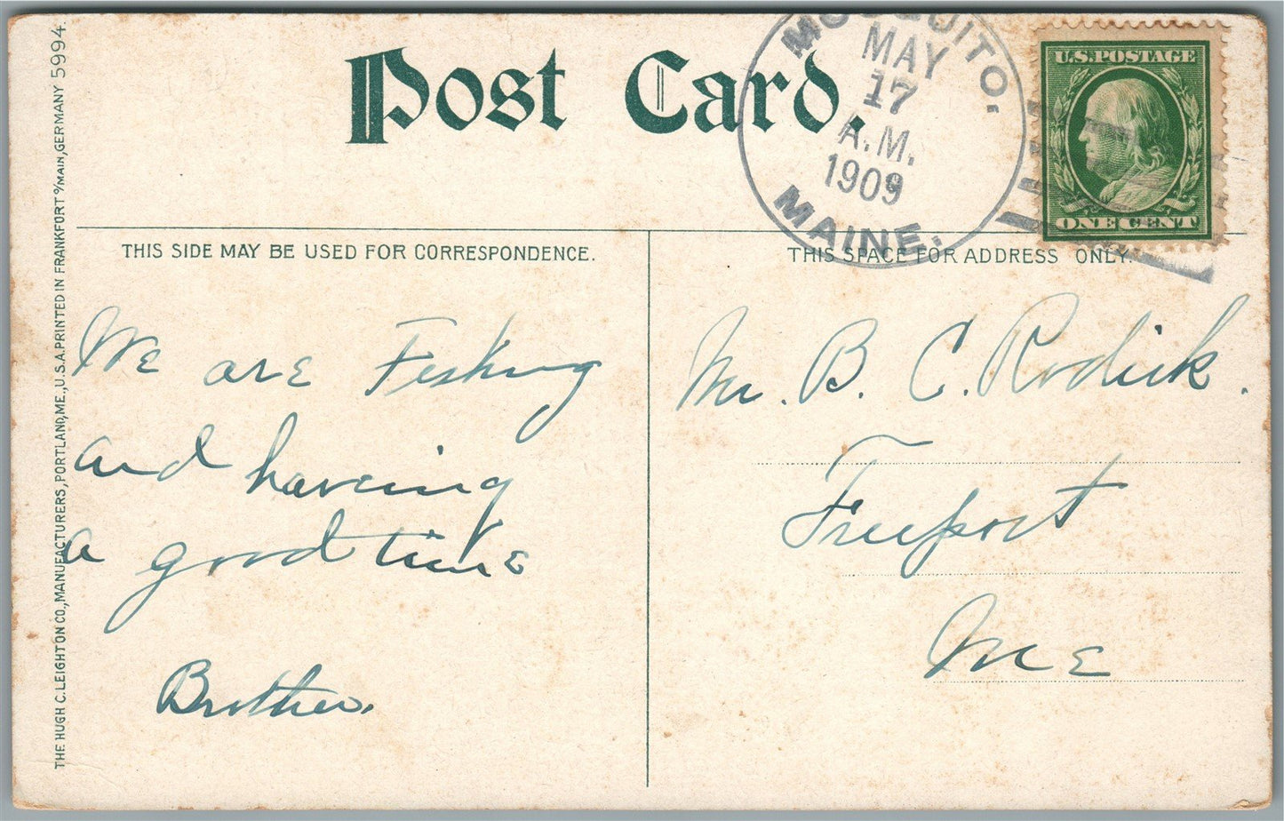 CARATUNK ME PIERCE POND ANTIQUE POSTCARD