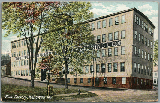HALLOWELL ME SHOE FACTORY ANTIQUE POSTCARD