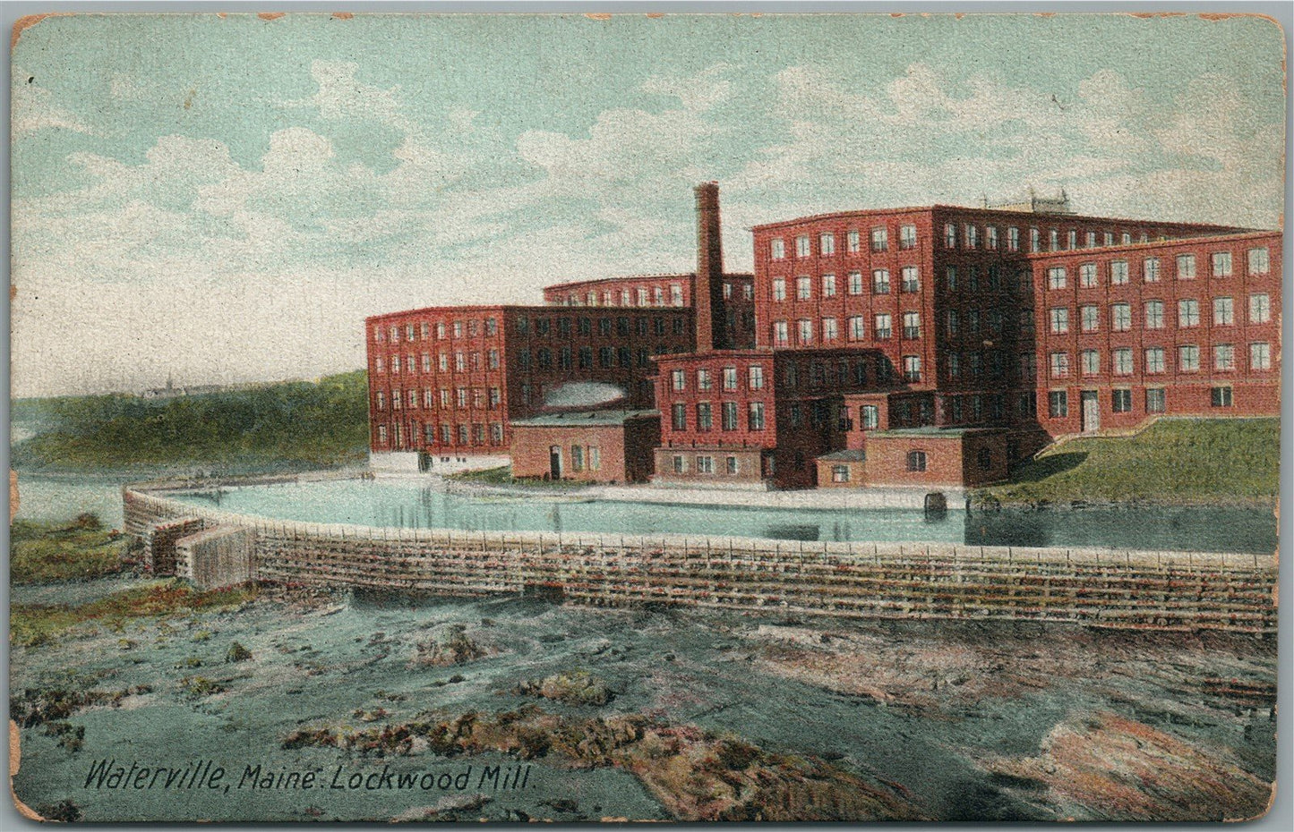 WATERVILLE ME LOCKWOOD MILL ANTIQUE POSTCARD