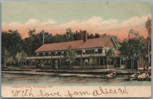 SKOWHEGAN ME LAKEWOOD HOTEL ANTIQUE POSTCARD