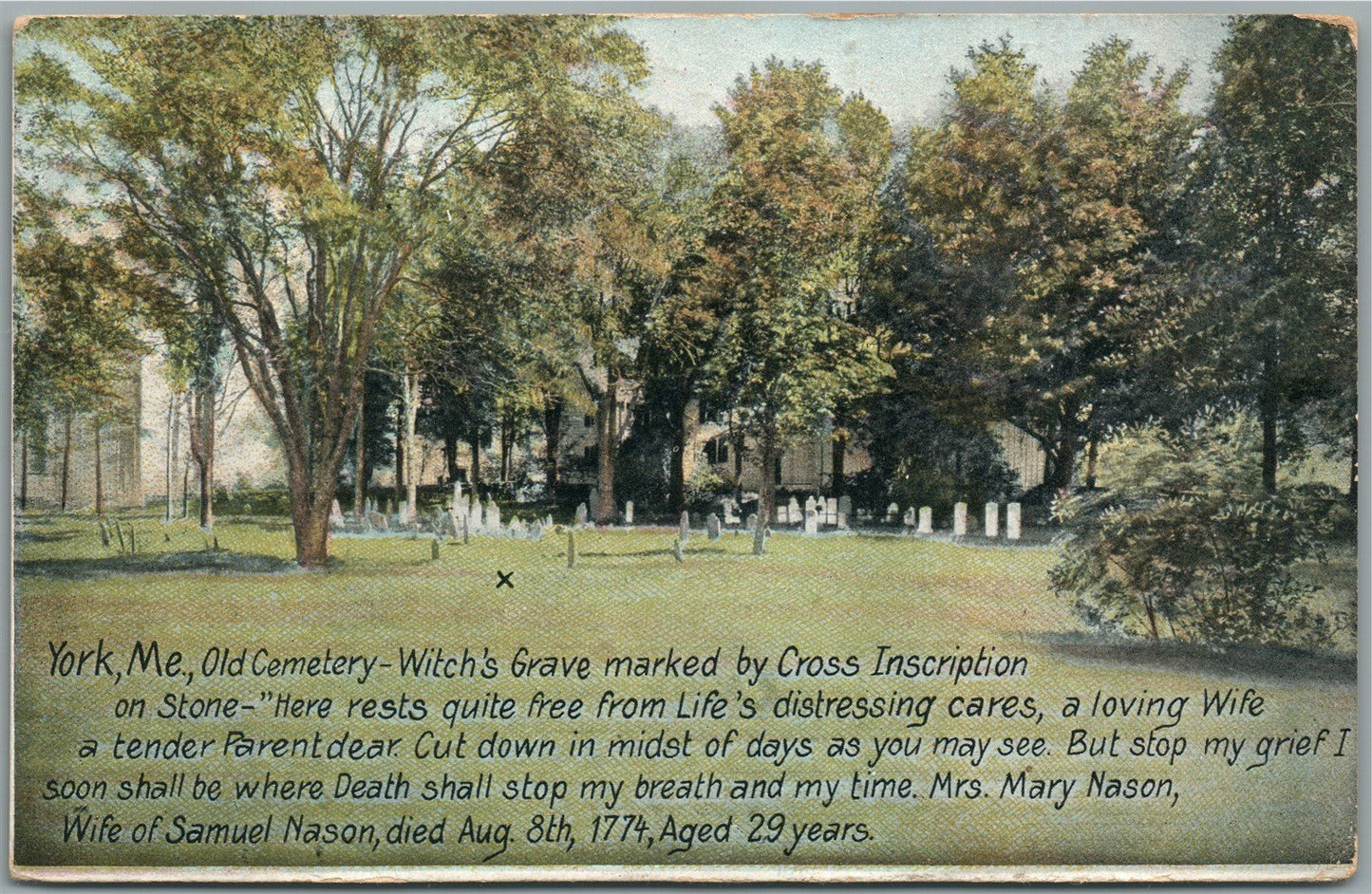 YORK ME OLD CEMETERY ANTIQUE POSTCARD